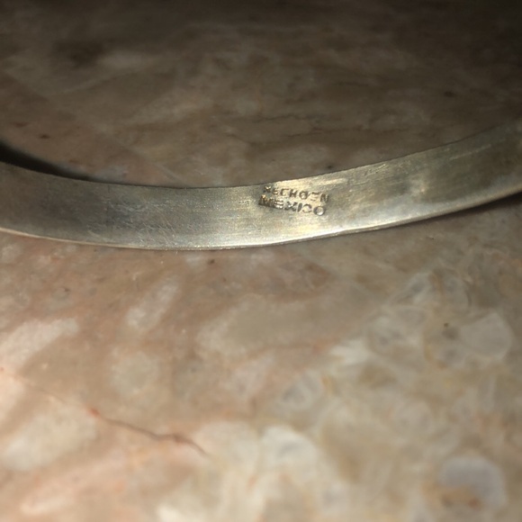 Vintage Taxco Mexico Sterling Silver Leaf Bangle Bracelet - Picture 4 of 6